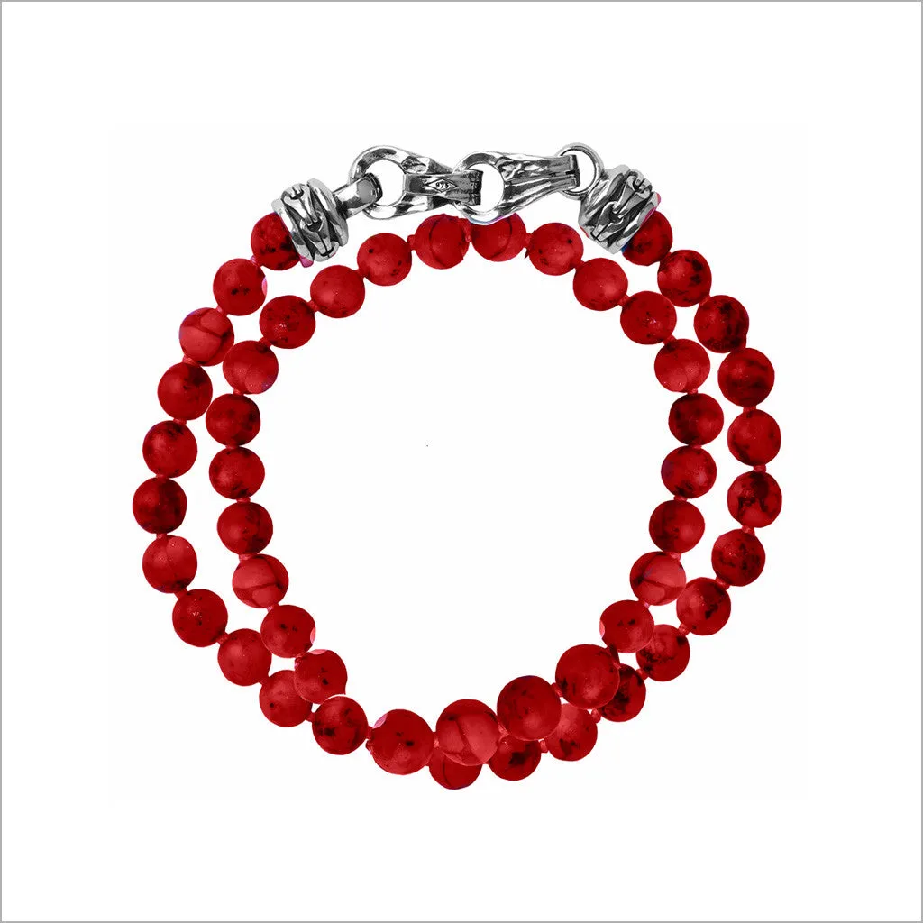 Men's Centauro Bamboo Coral Double Wrap 6mm Bead Bracelet