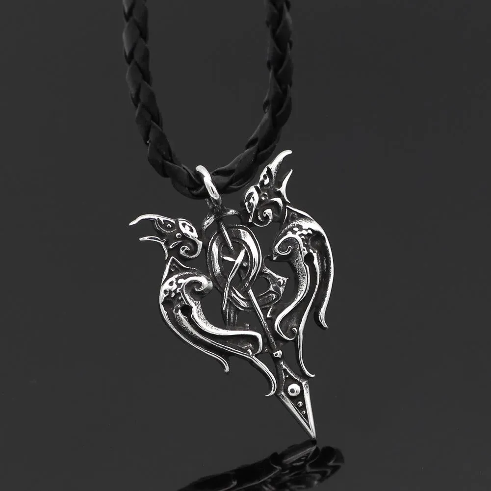 Men's Nordic Viking Odin's Raven Amulet Pendant Necklace