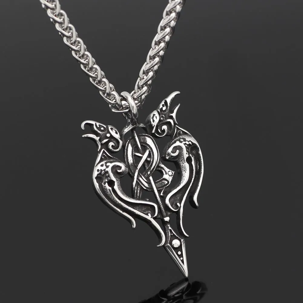 Men's Nordic Viking Odin's Raven Amulet Pendant Necklace