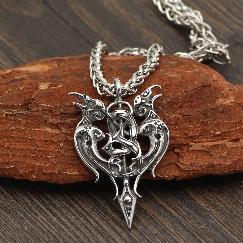 Men's Nordic Viking Odin's Raven Amulet Pendant Necklace