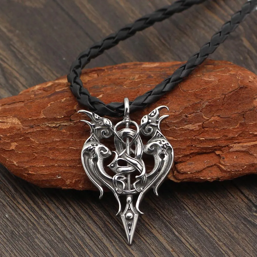 Men's Nordic Viking Odin's Raven Amulet Pendant Necklace