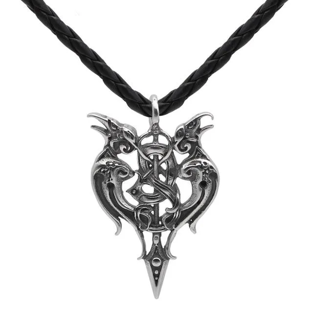 Men's Nordic Viking Odin's Raven Amulet Pendant Necklace