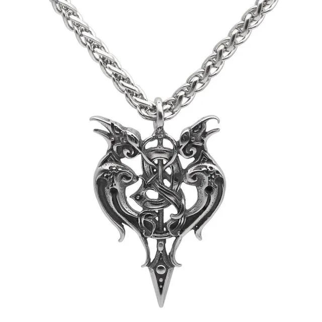 Men's Nordic Viking Odin's Raven Amulet Pendant Necklace