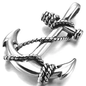 Men's Stainless Steel Pendant Necklace Anchor Nautical -With 23 Inch Chain