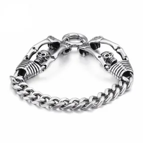 Men’s Stainless Steel Skeleton Skull Charm Bracelet