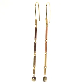 Mixed Metal Diamond Bar Earrings