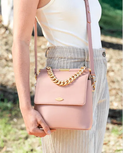 Mona Apple Leather Crossbody Bag | Dusty Rose