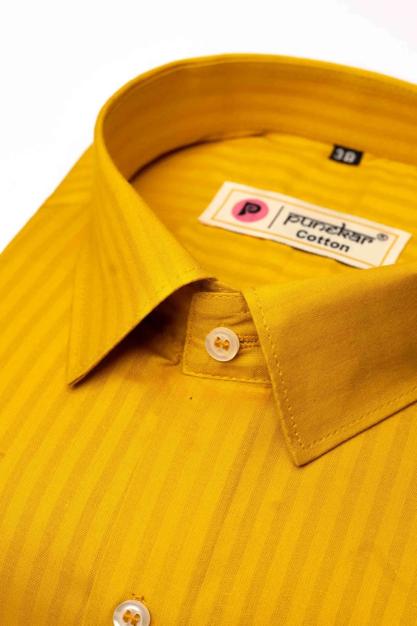 Mustard yellow Color vertical Cotton stripe Shirt For Men