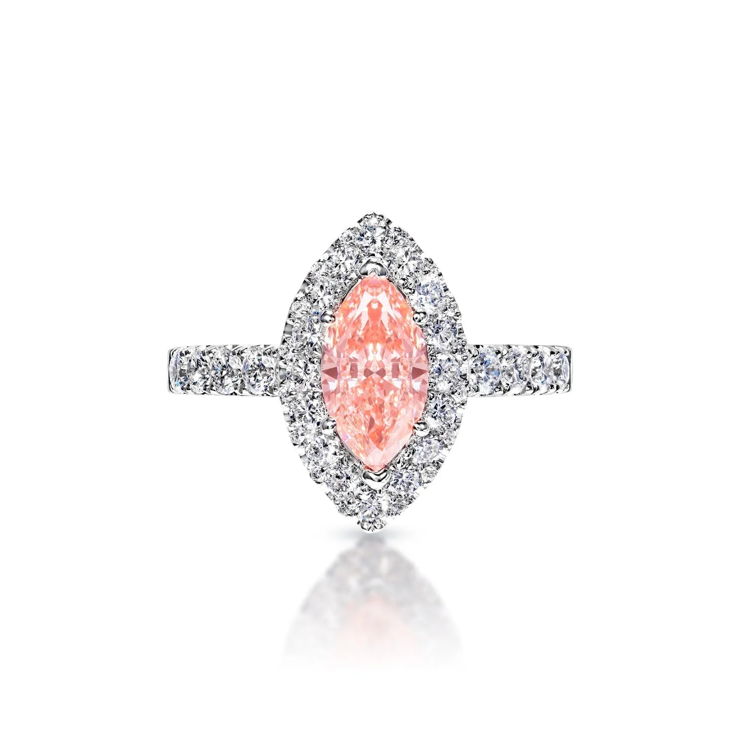 Noemi 2 Carat Fancy Vivid Pink VS1 Marquise Cut Diamond Engagement Ring in 18k White Gold