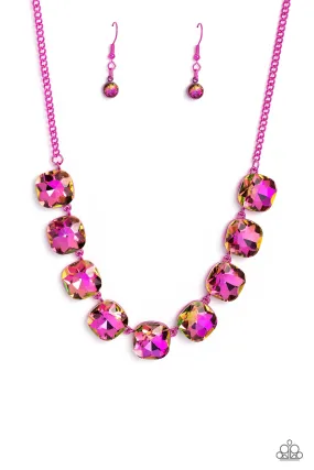 Paparazzi Combustible Command Pink Necklace & Earring Set