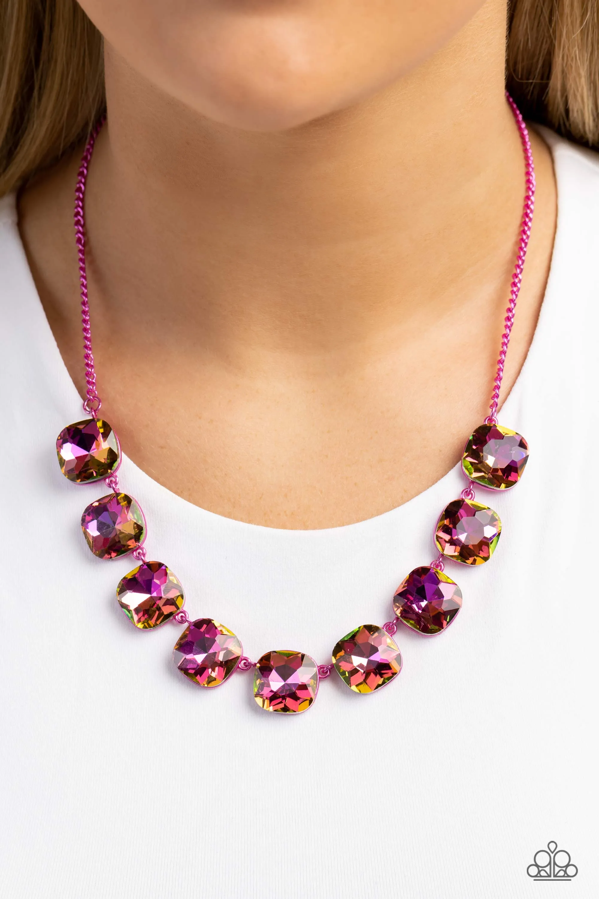 Paparazzi Combustible Command Pink Necklace & Earring Set