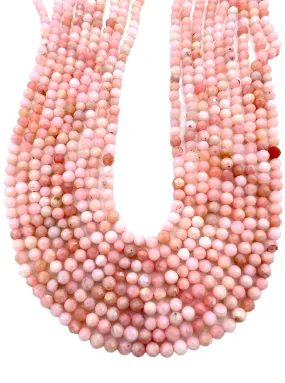 Peruvian Pink Opal Micro Faceted Round Beads 4mm, 16 inch strands