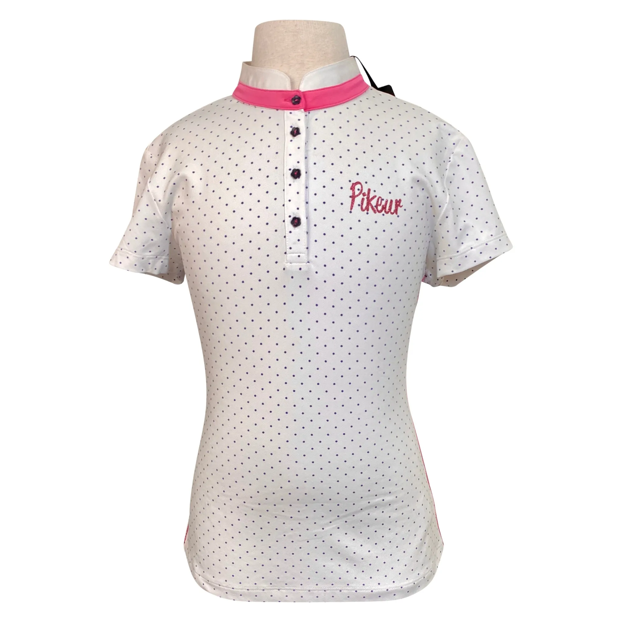 Pikeur 'Leni Turnier' Polo in White/Navy Polka Dots - Children's 14