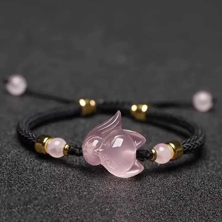 Pink Crystal Inari Fox String Bracelet