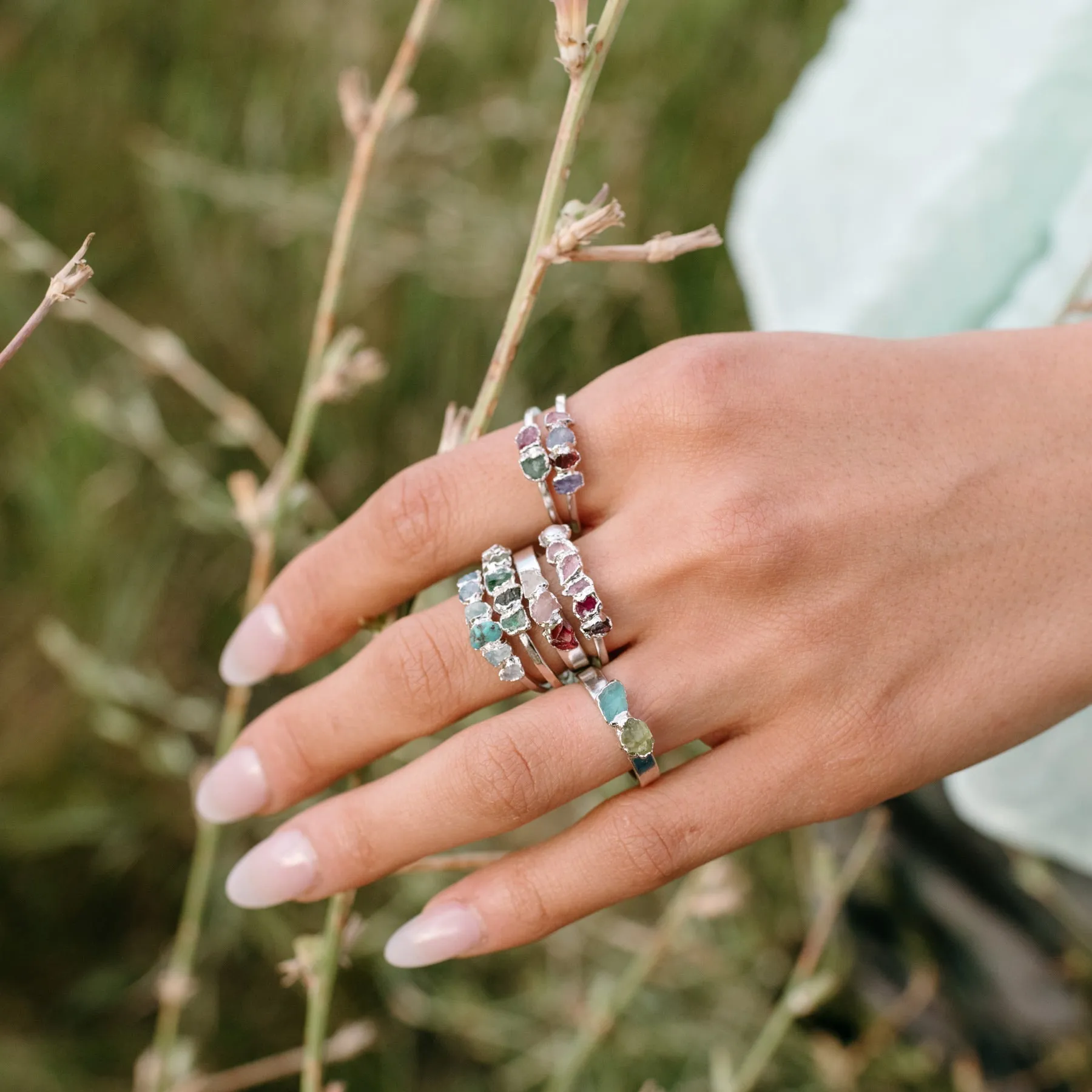 Pink Ombré Ring - Silver Finish - Size 7 - SS01