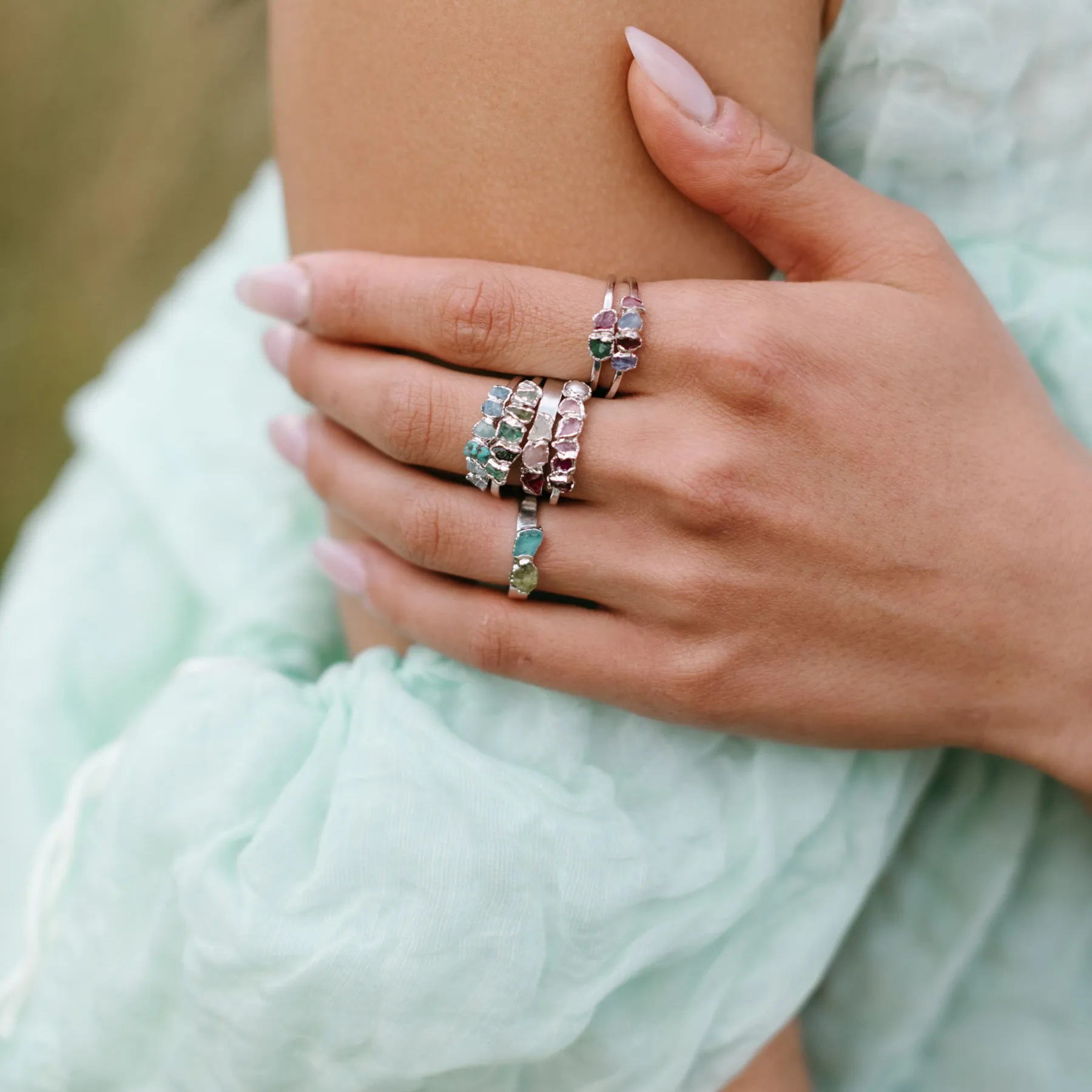 Pink Ombré Ring - Silver Finish - Size 7 - SS01