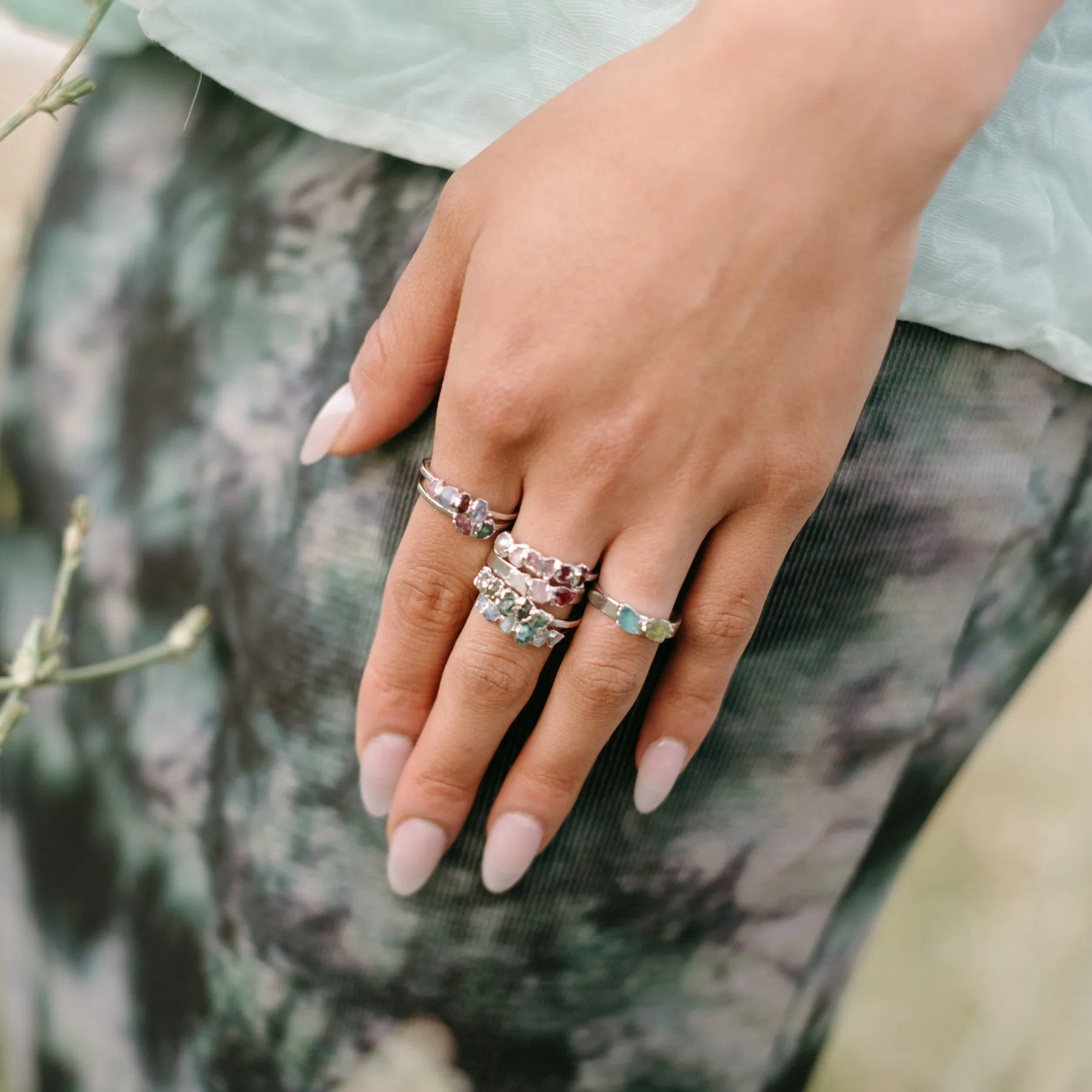 Pink Ombré Ring - Silver Finish - Size 7 - SS01