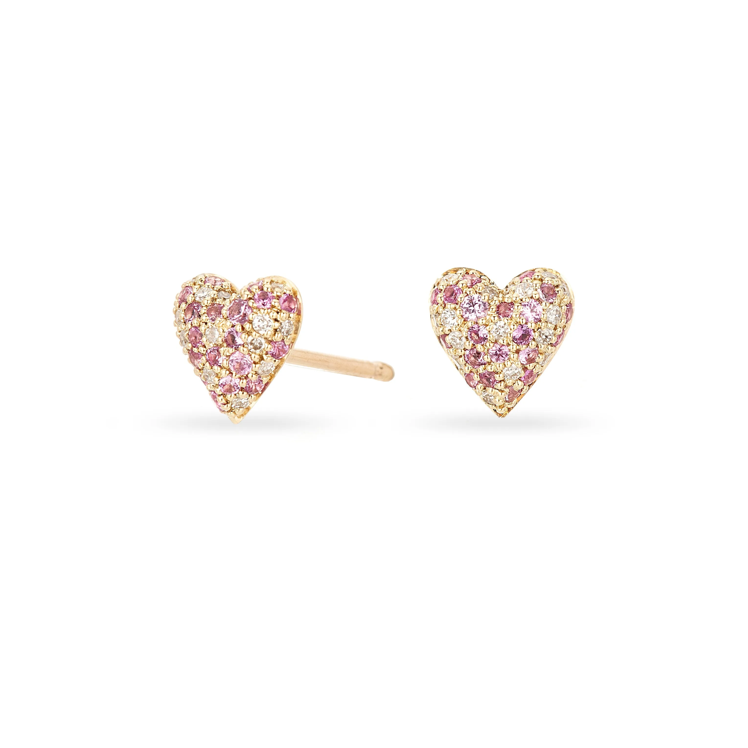 Pink Sapphire   Diamond Puffy Heart Posts