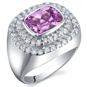 Pink Sapphire Radiant Cut Sterling Silver Ring Size 5