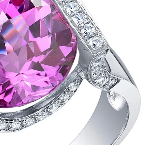 Pink Sapphire Round Cut Sterling Silver Ring Size 8