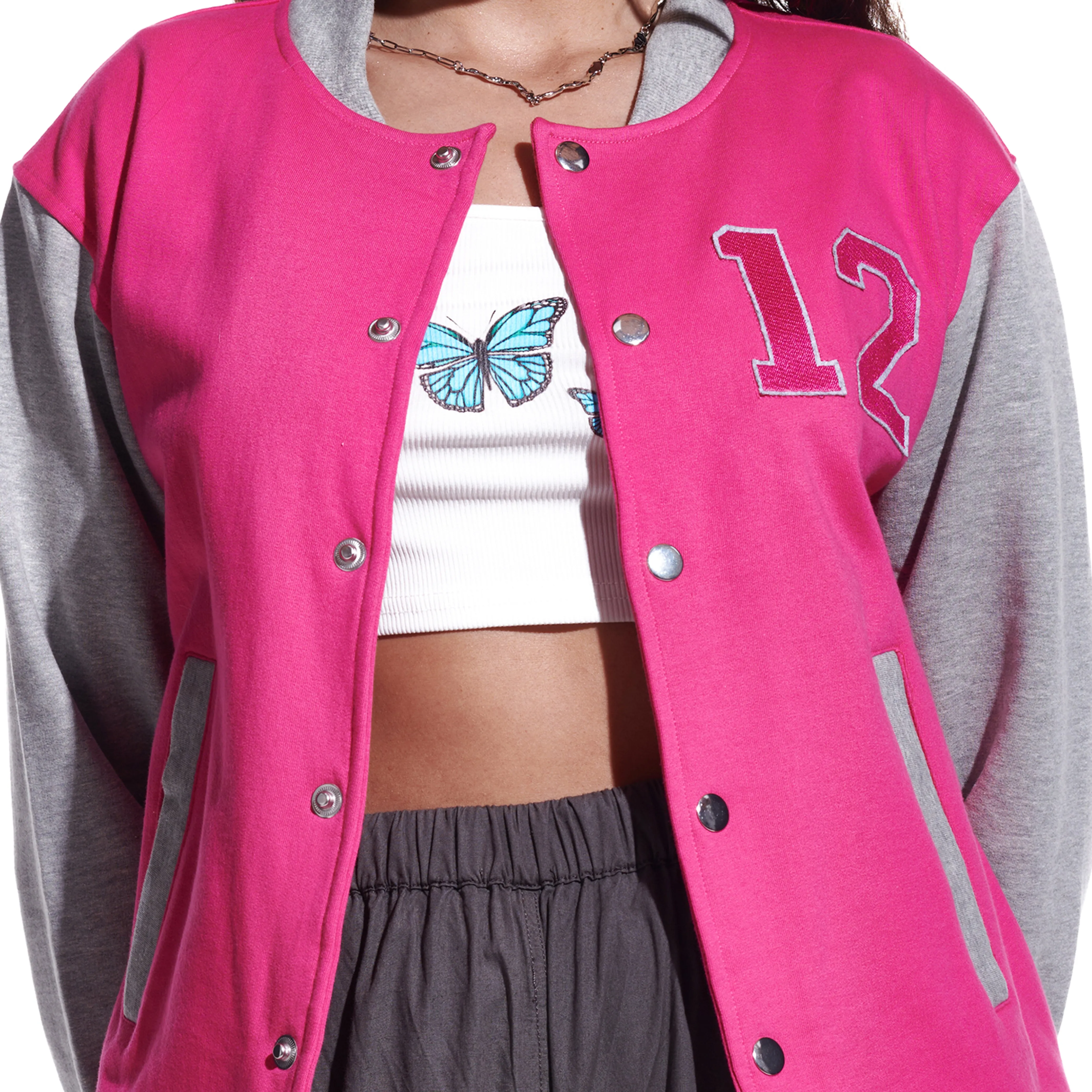 Pink Unisex Varsity Jacket