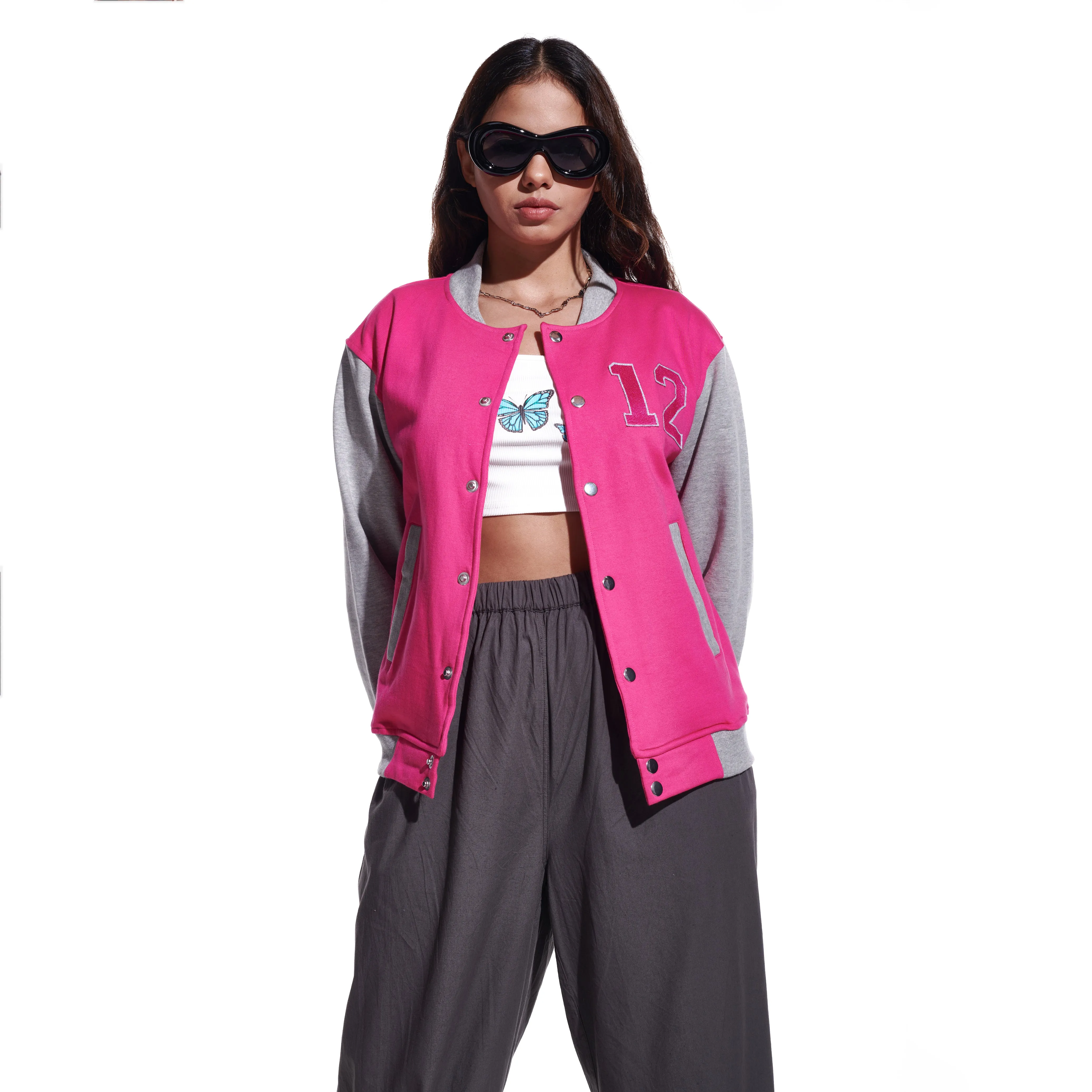 Pink Unisex Varsity Jacket