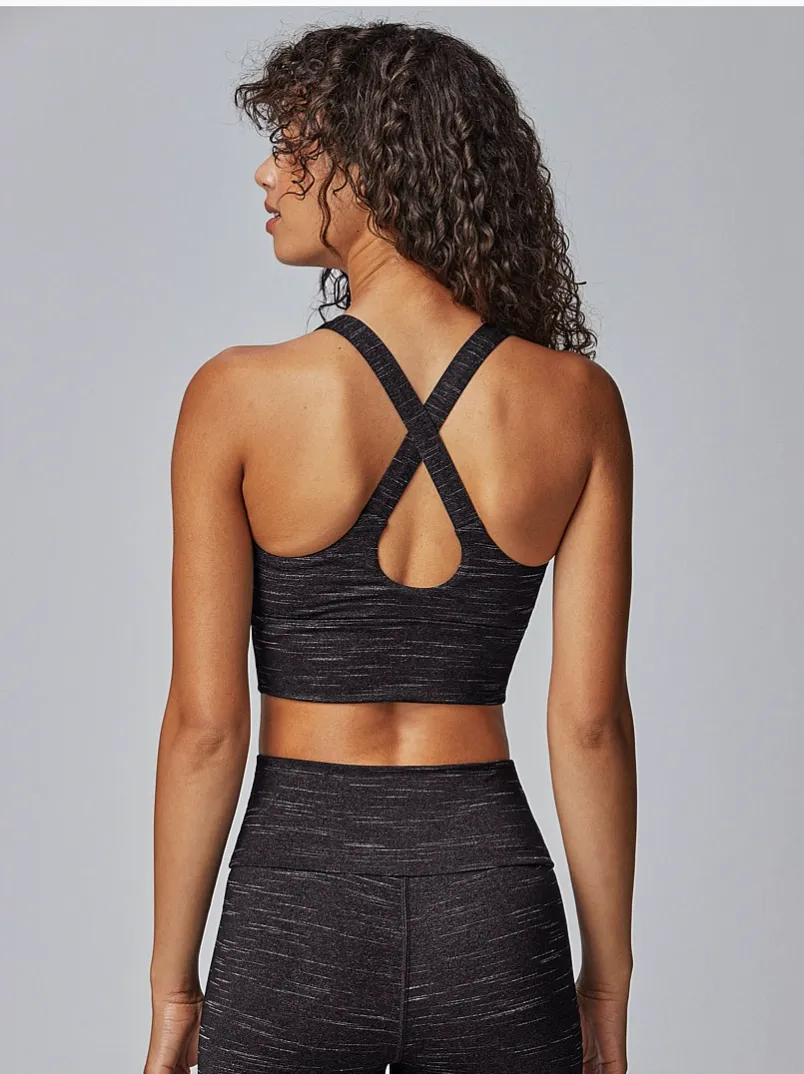 Power Up Sports Bra (Black Marle)