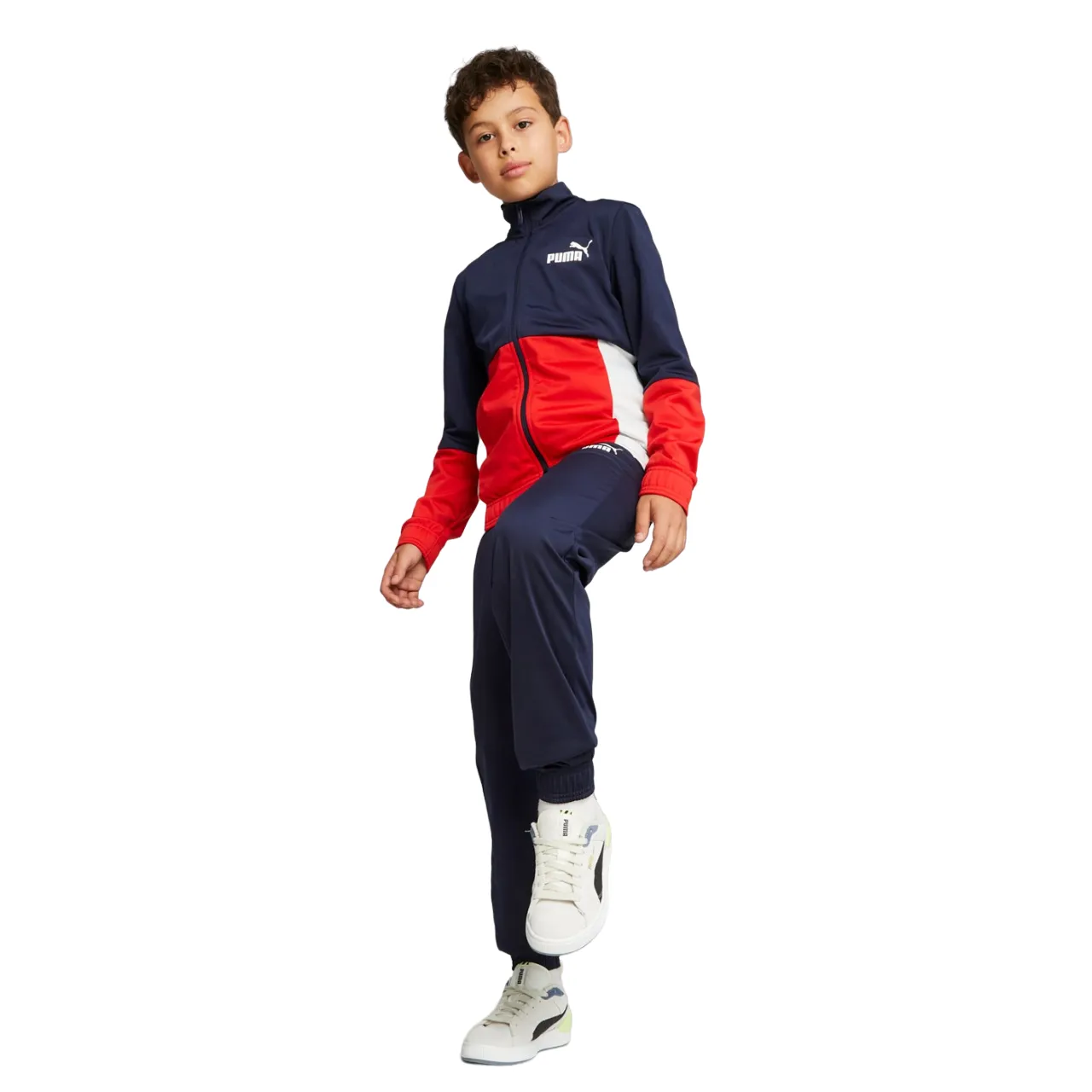 Puma boys' tracksuit in polyester Colorblock 676373-06 blue-red