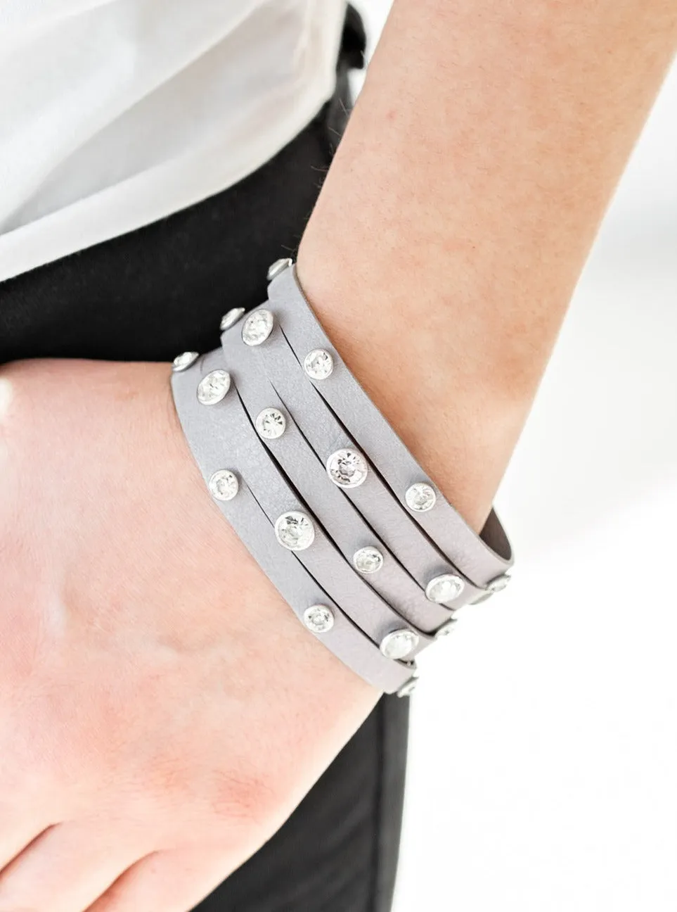 Rhinestone Reputation Silver Wrap Bracelet