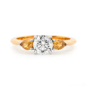 Round and Pear Cut Trilogy Ring