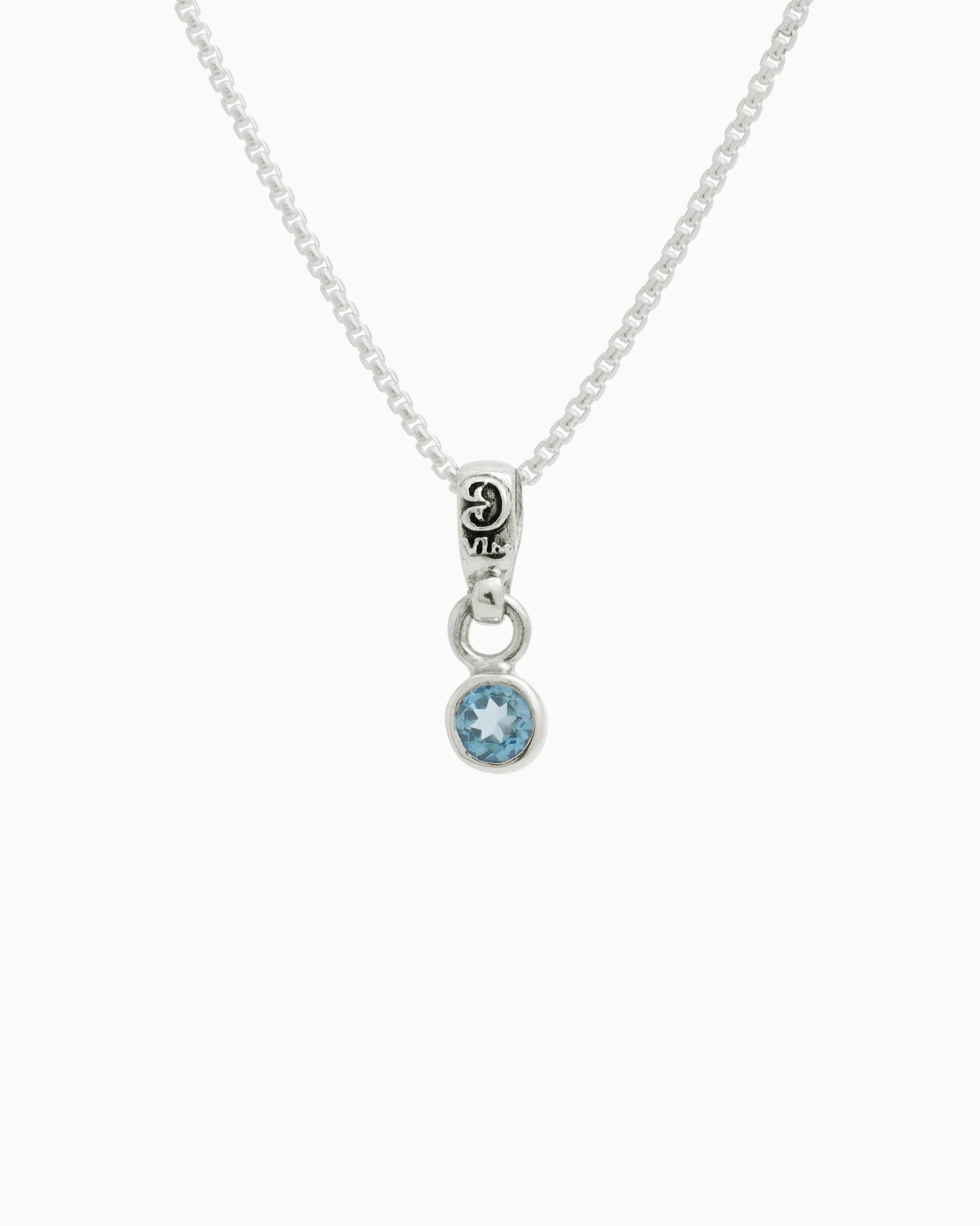 Round Stone Charm - Blue Topaz