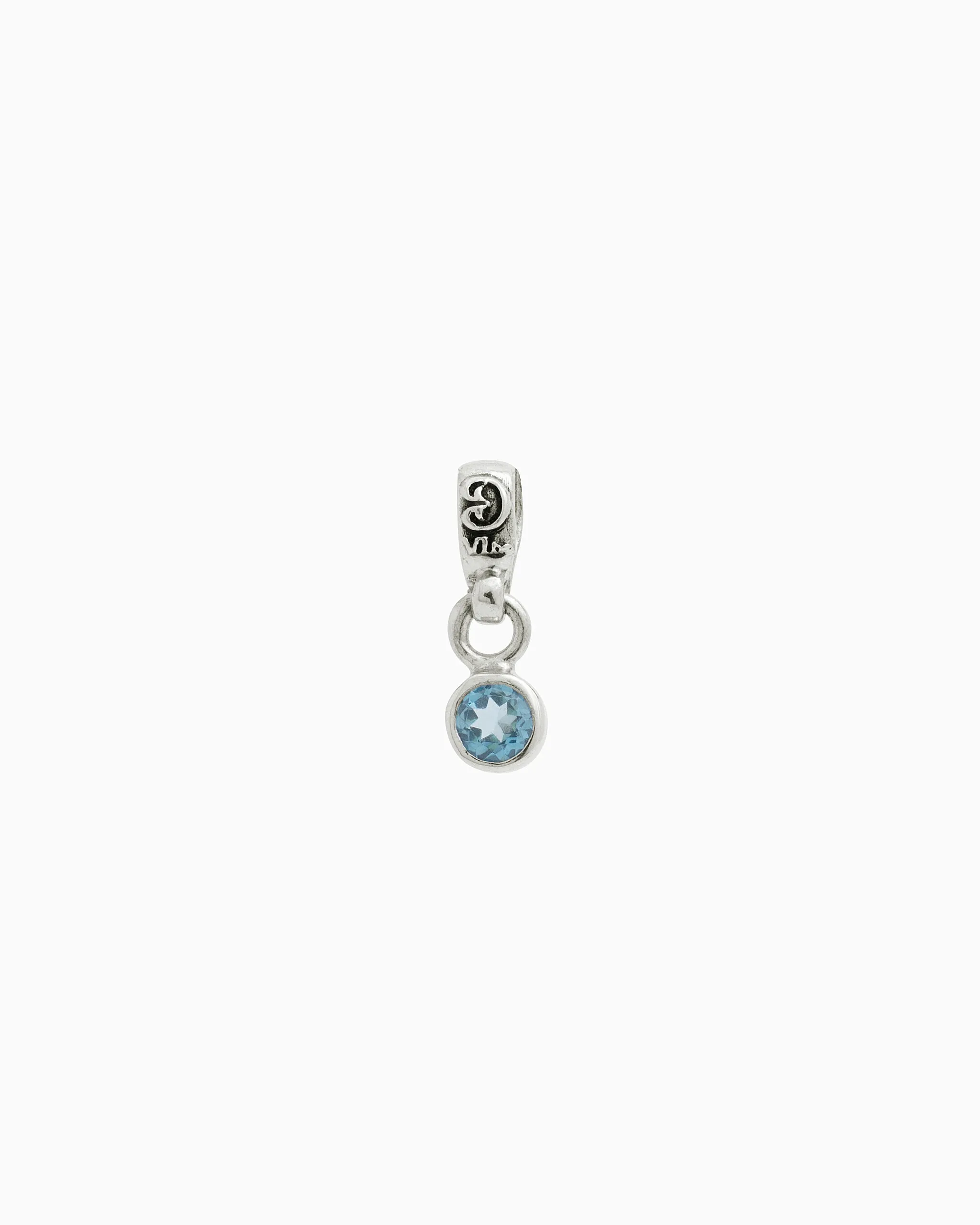 Round Stone Charm - Blue Topaz