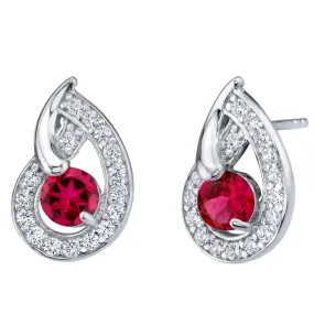 Ruby Sterling Silver Nautilus Stud Earrings 1.25 Carats total