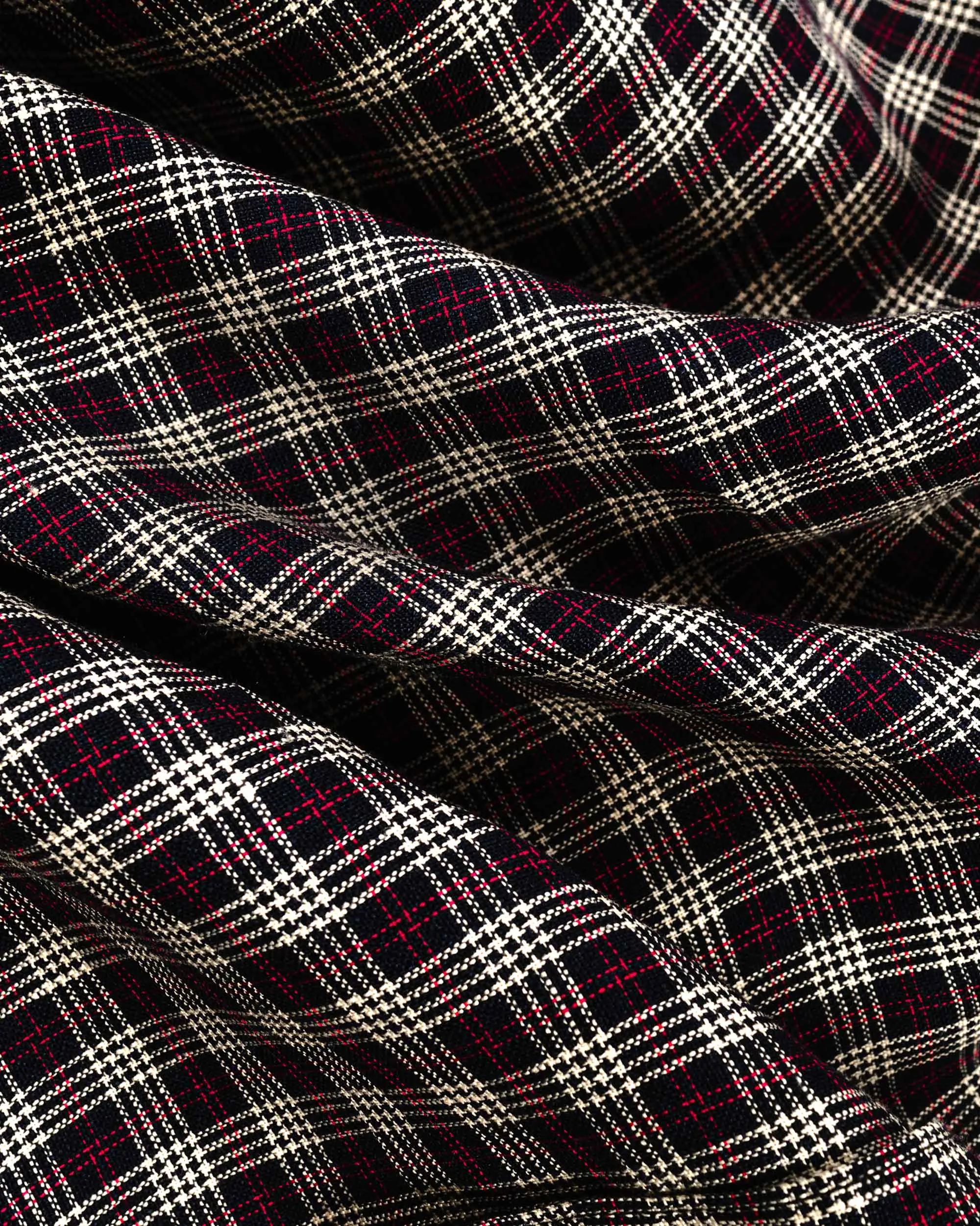 Schnayderman's Shirt Oversized SS Linen Check Red/Navy/Cream