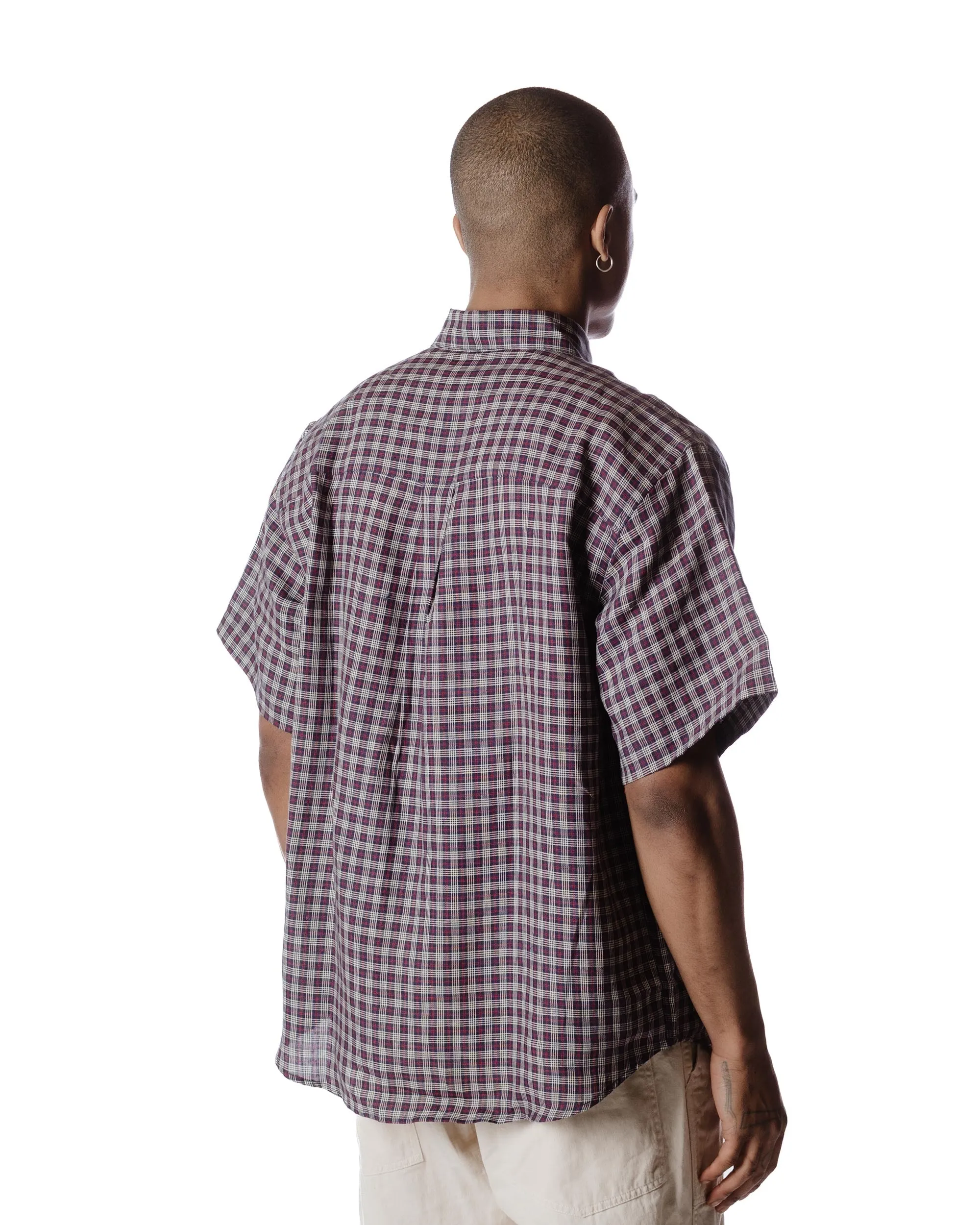 Schnayderman's Shirt Oversized SS Linen Check Red/Navy/Cream