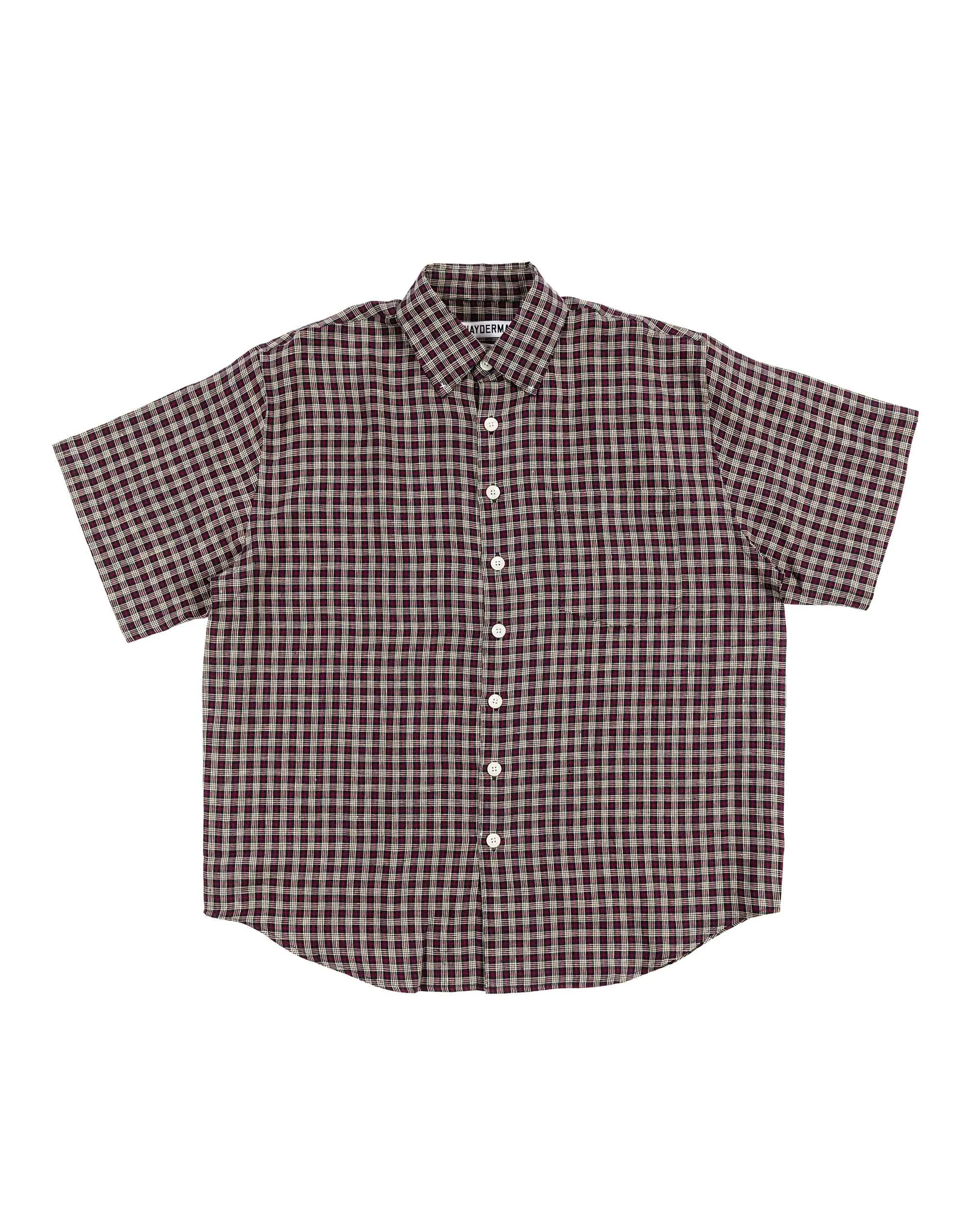 Schnayderman's Shirt Oversized SS Linen Check Red/Navy/Cream