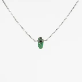 Silver Raw Emerald Wrap Necklace