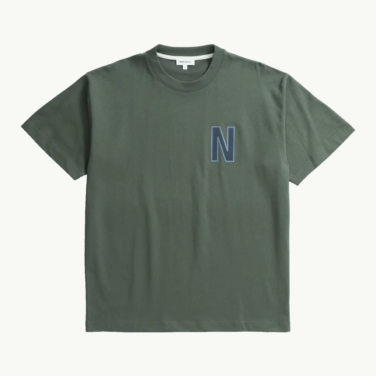 Simon Loose Organic Heavy Jersey Large 'N' T-Shirt - Spruce Green