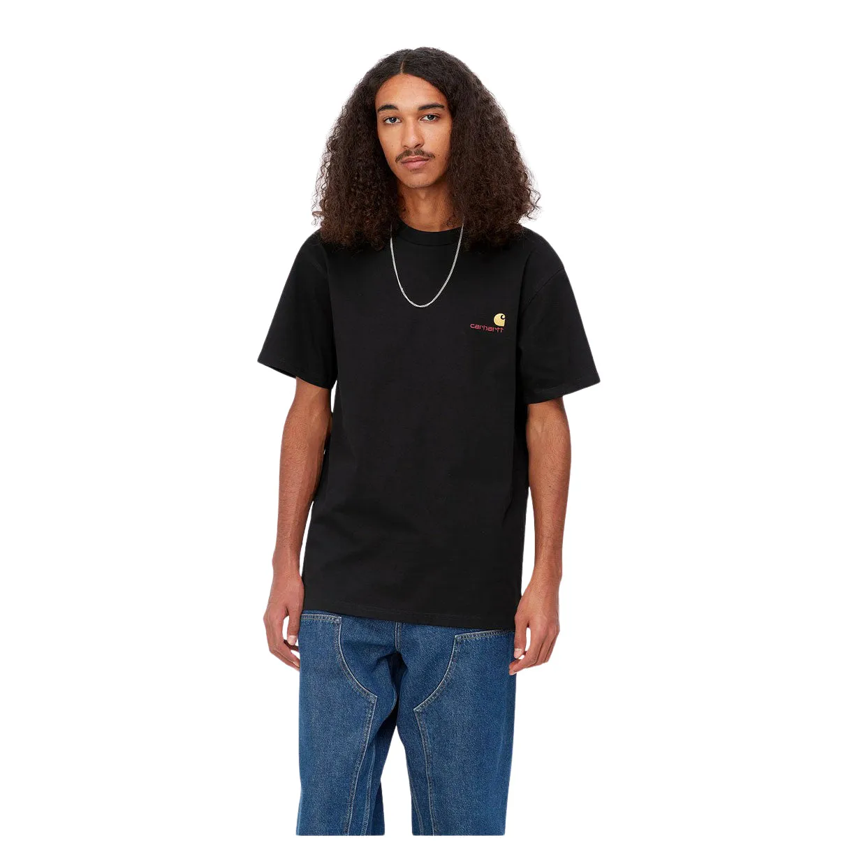 T-shirt Uomo Carhartt WIP S/S American Script Nero