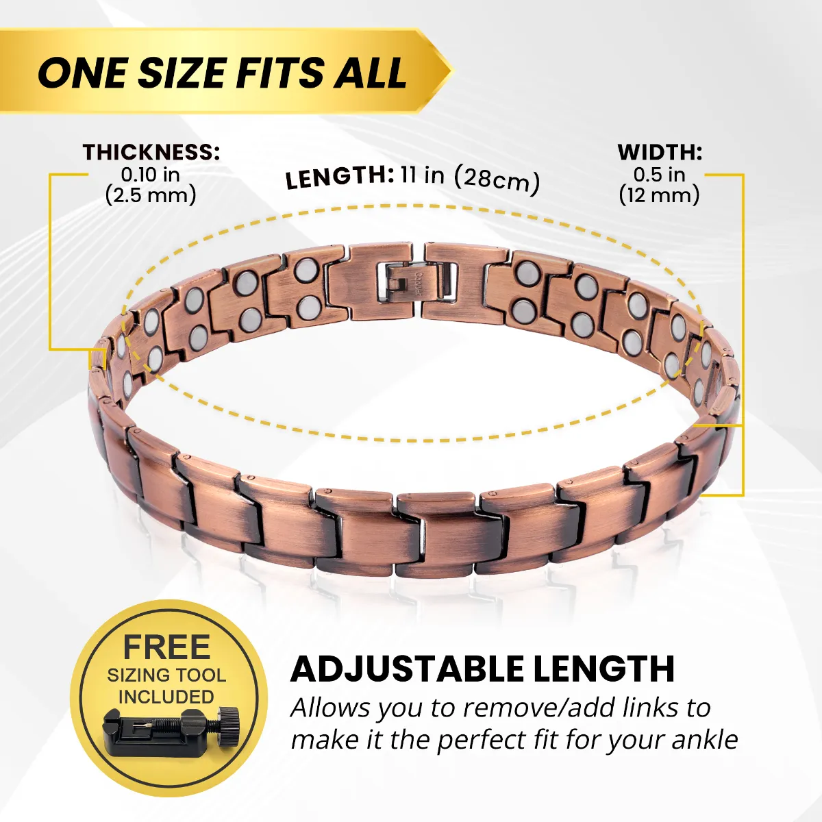 Ultra Strength Copper Magnetic Therapy Anklet for Men