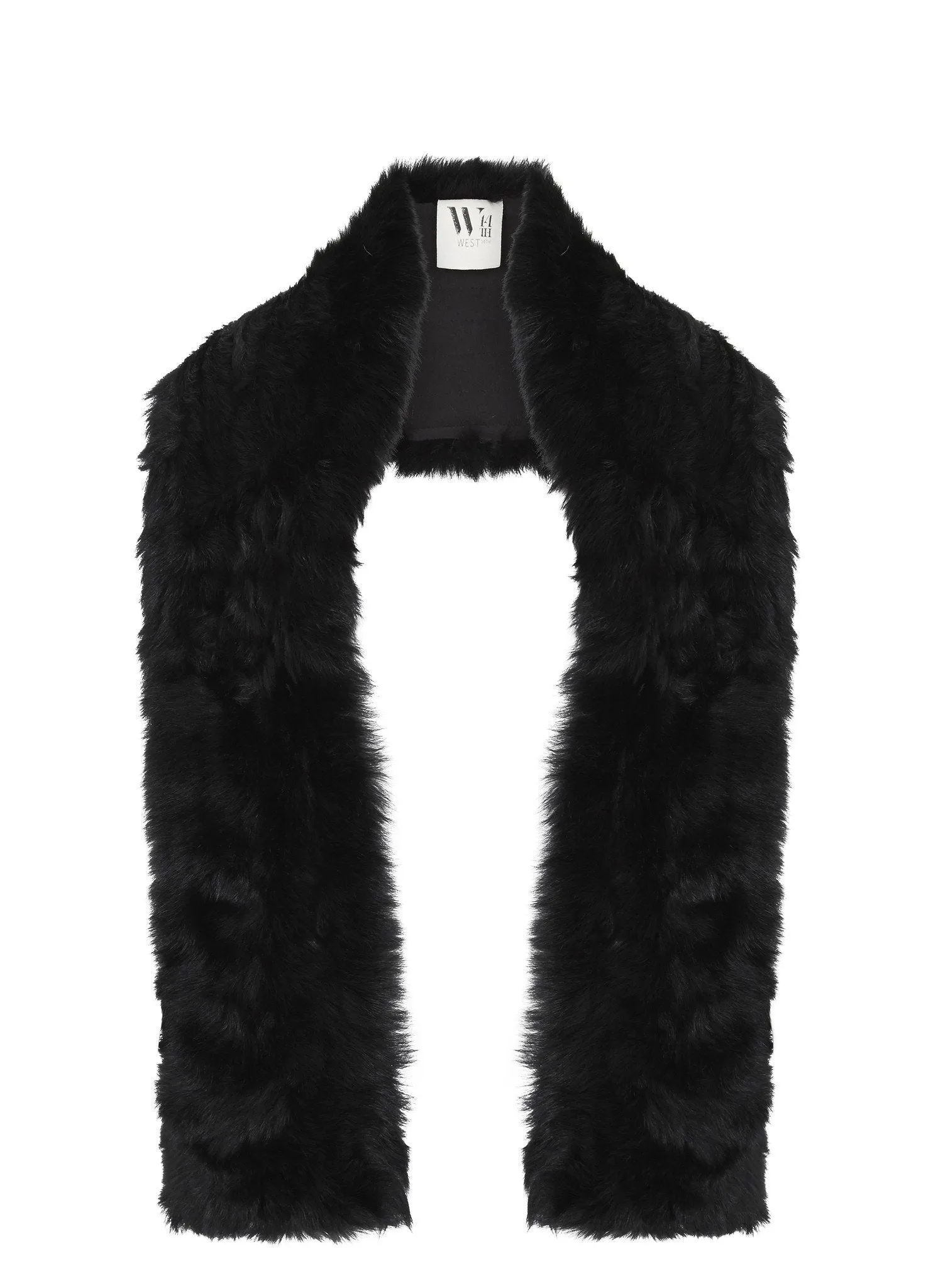 Upper West Scarf in Italian Long Hair Black Shearling