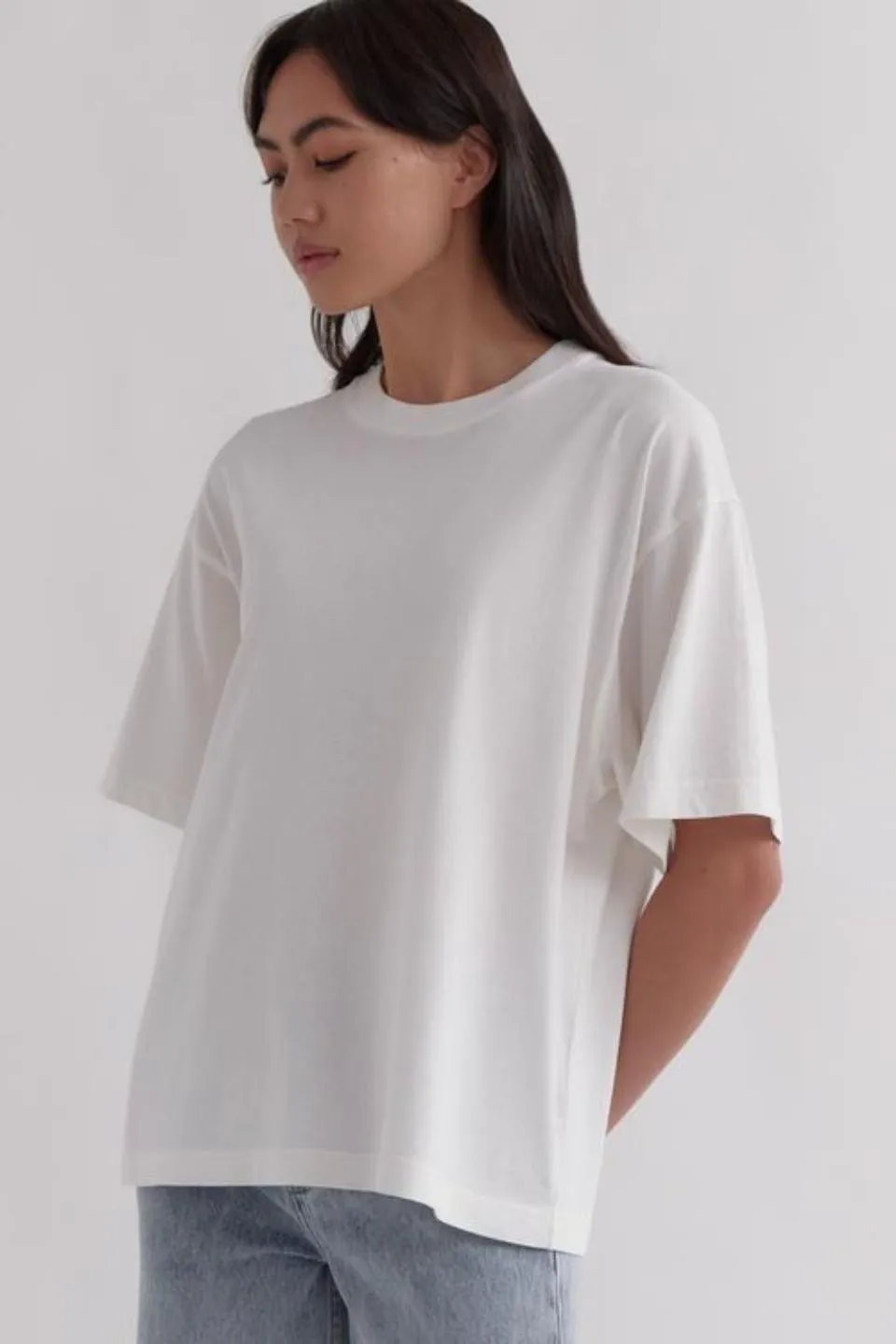 Womens Oversized White Cotton Tee