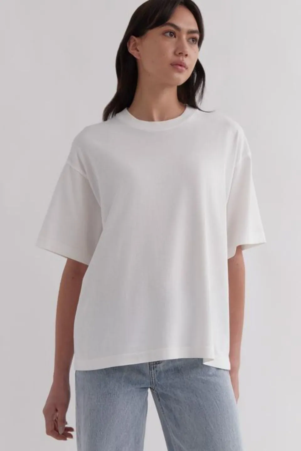 Womens Oversized White Cotton Tee