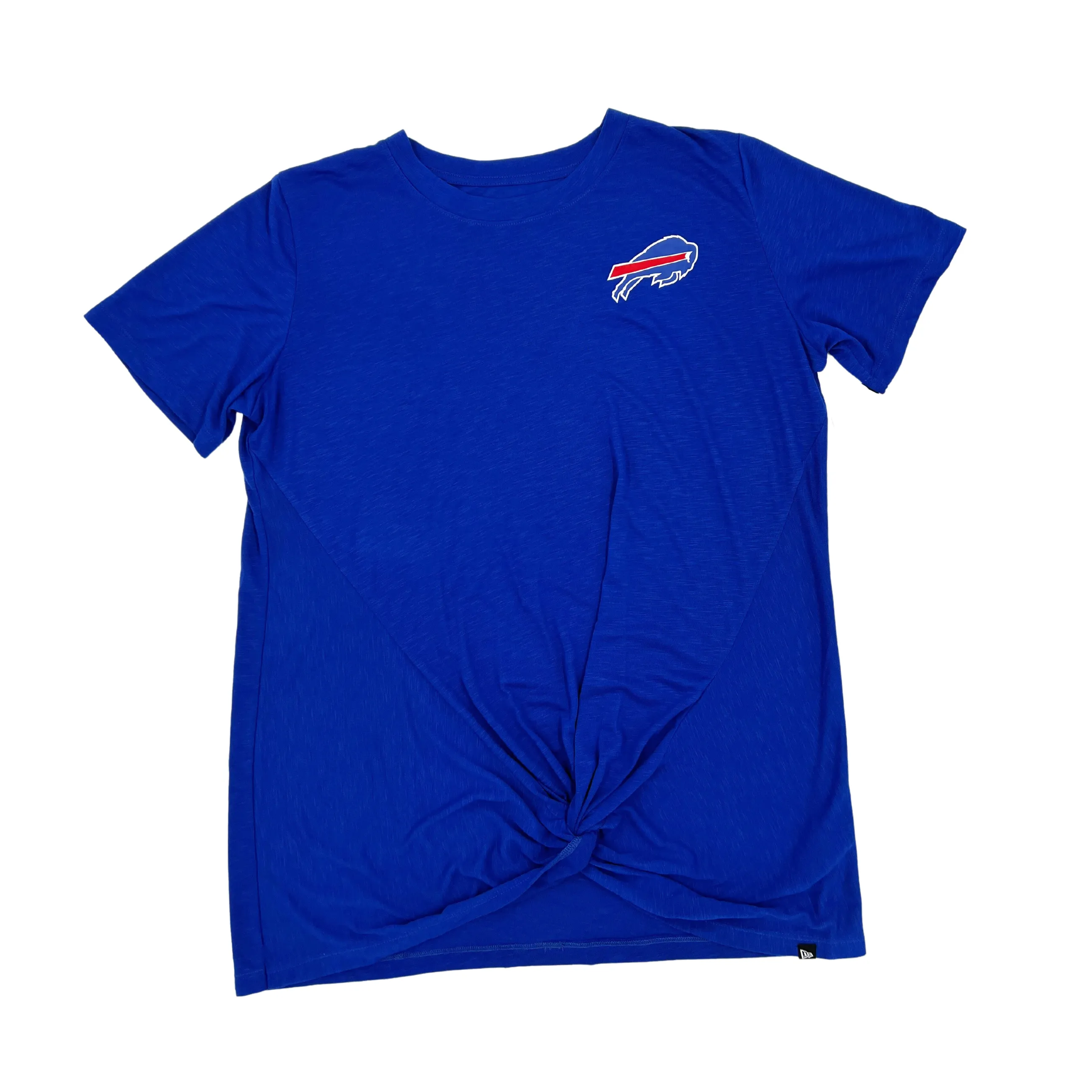 Women's Plus New Era Bills Royal Blue With Front Knot Short Sleeve Shirt