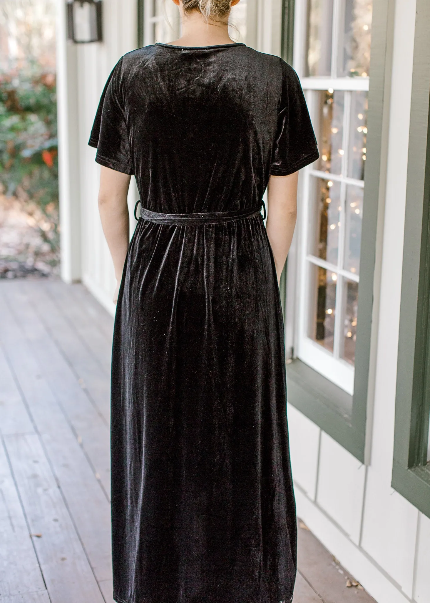 X Elegance Black Velvet Wrap Dress