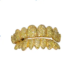 Yellow Canary Hand Set Diamond Grillz (Zigzag/Honeycomb setting)