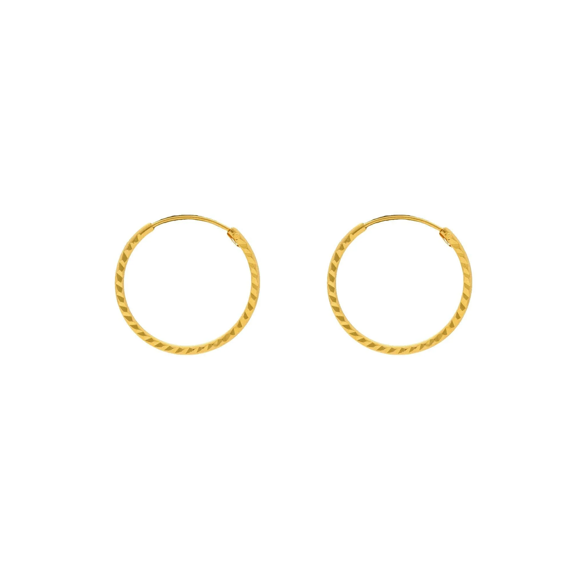 Yellow Gold Hammered Hoops, 1.0 Grams