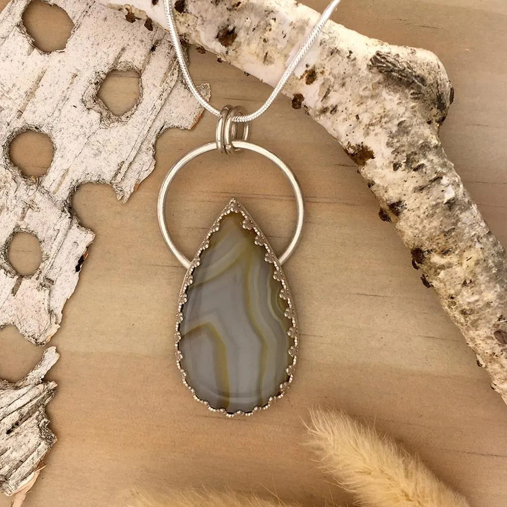 Yellow Skin Agate Pendant Necklace