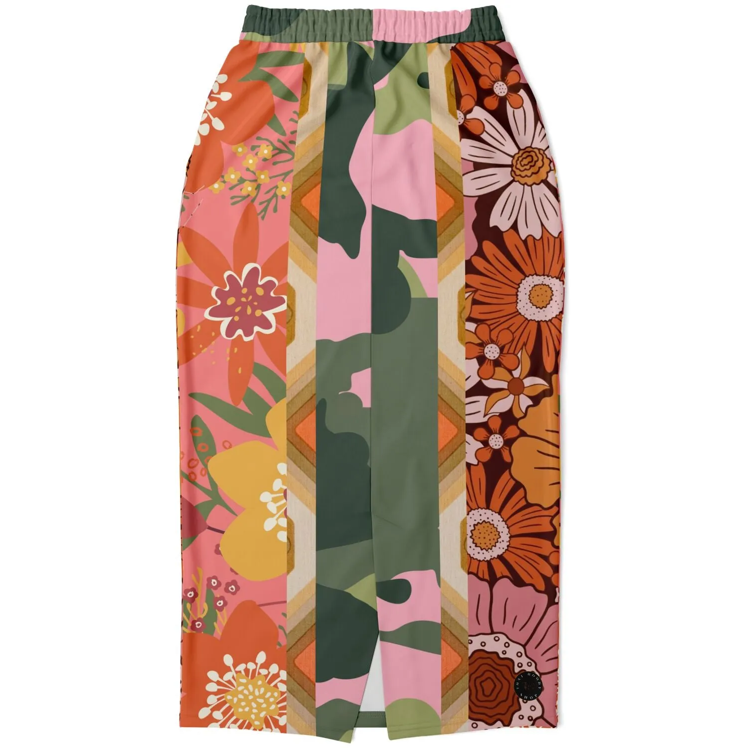 Yogananda Stripe Floral Patchwork Eco-Poly Long Pocket Skirt