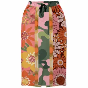 Yogananda Stripe Floral Patchwork Eco-Poly Long Pocket Skirt